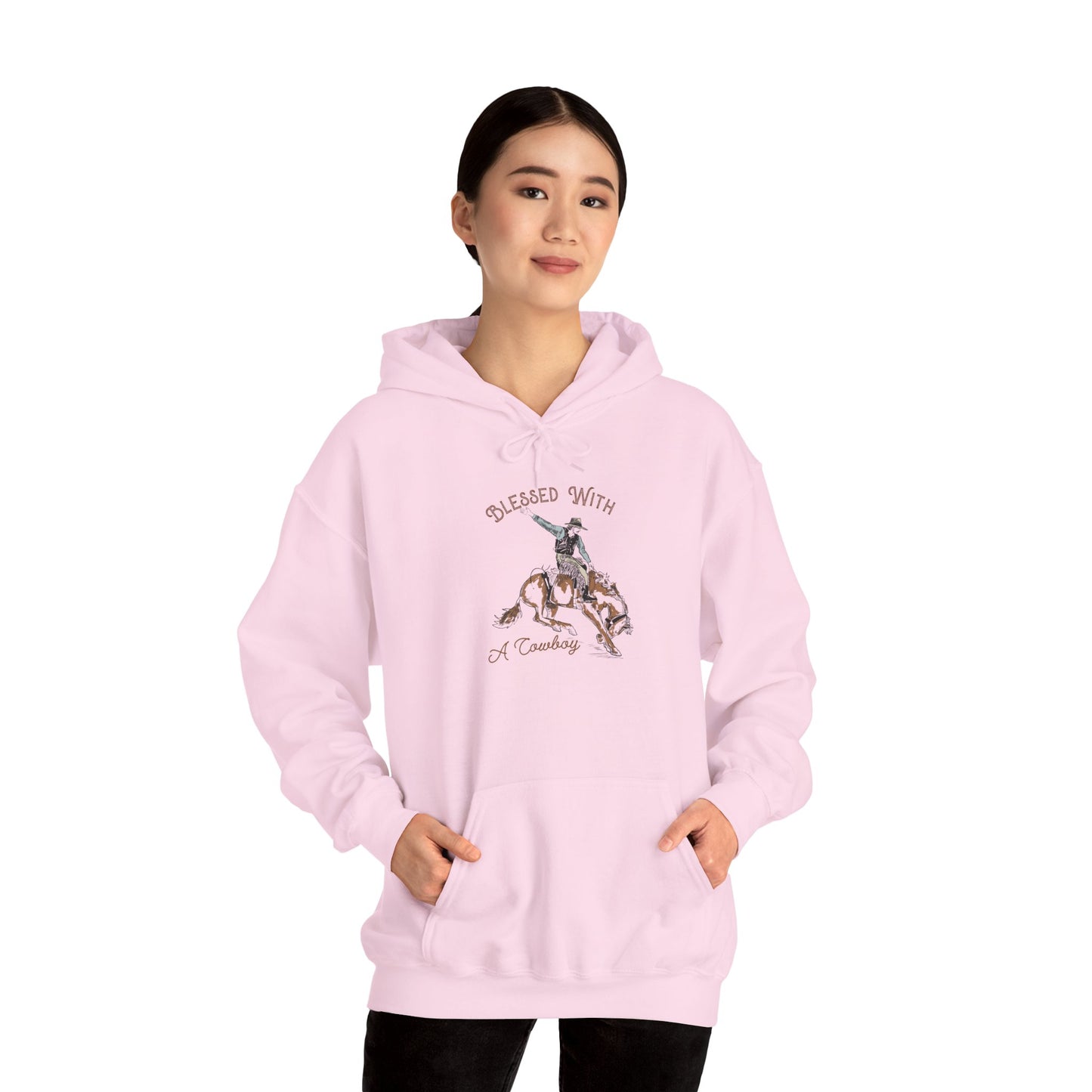 Blessed with a Cowboy Hoodie – Retro Christian Western Rodeo Country Pullover