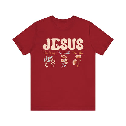 Jesus The Way The Truth The Life Shirt – Groovy Floral John 14:6 Christian Tee