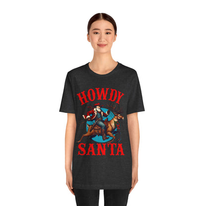 Howdy Santa Shirt – Funny Western Cowboy Riding Reindeer Christmas Rodeo Tee