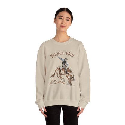 Blessed with a Cowboy Sweatshirt – Retro Christian Western Rodeo Pullover