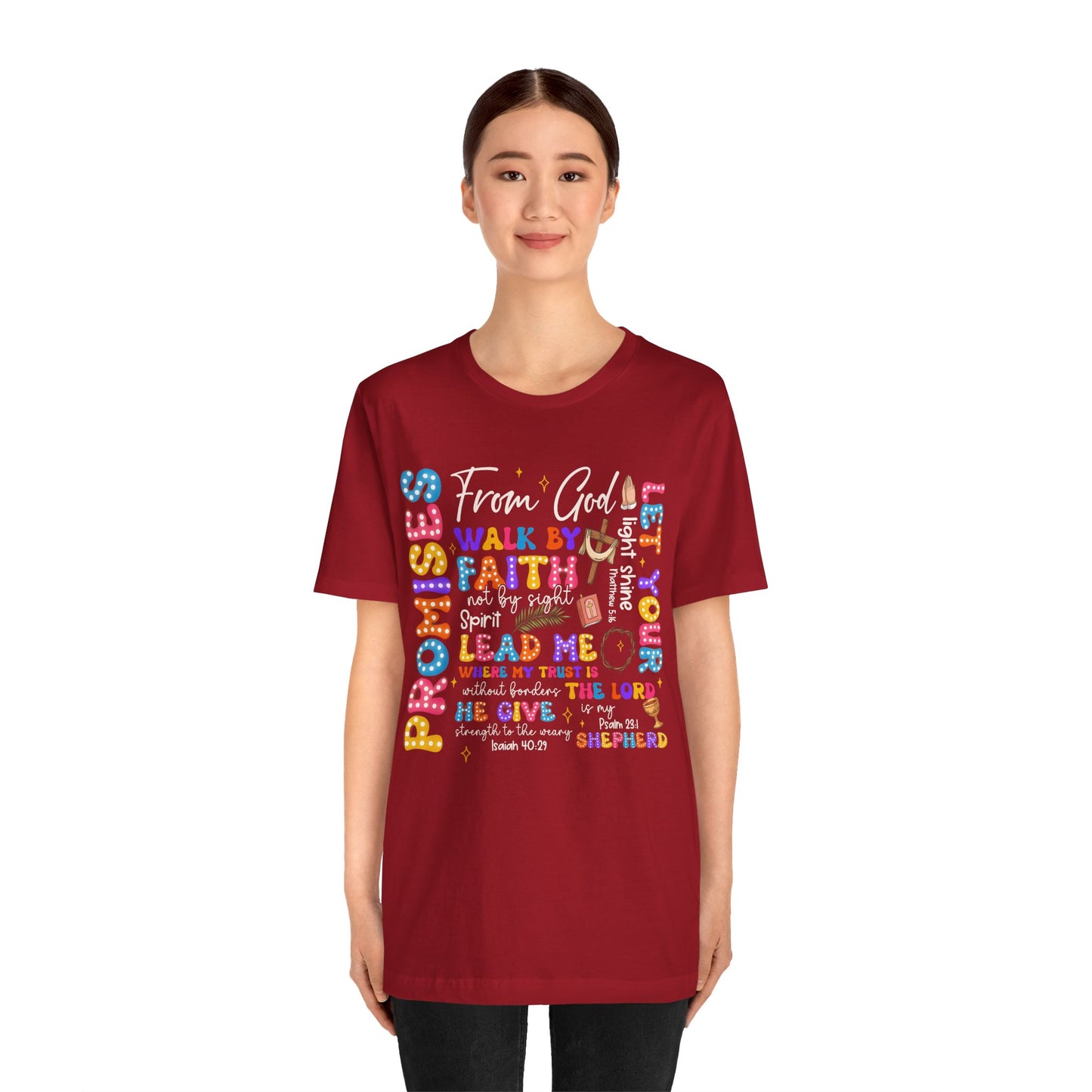 Walk by Faith Not by Sight Shirt – Christian 2 Corinthians 5:7 Groovy Scripture Tee
