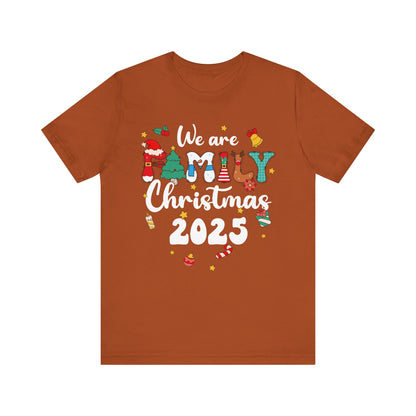 We Are Family Christmas 2025 Shirt – Groovy Snowman & Xmas Tree Matching Tee