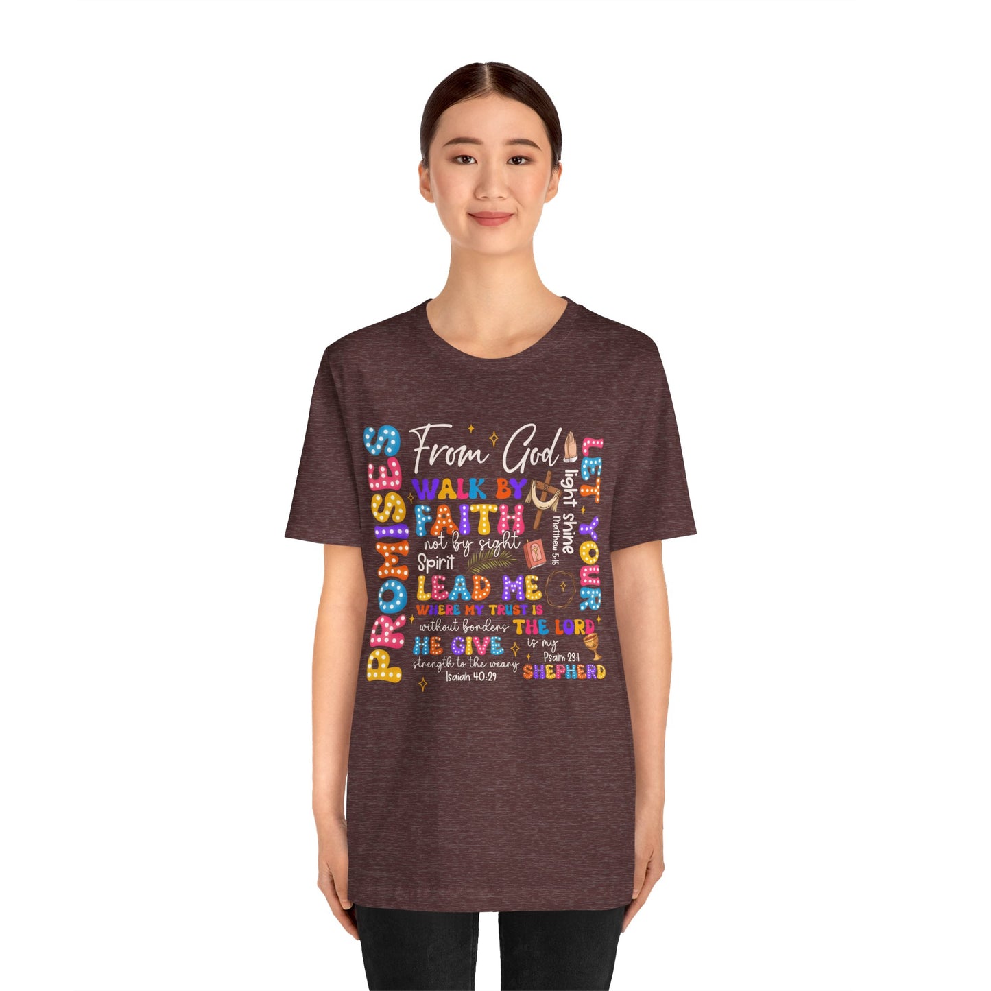Walk by Faith Not by Sight Shirt – Christian 2 Corinthians 5:7 Groovy Scripture Tee