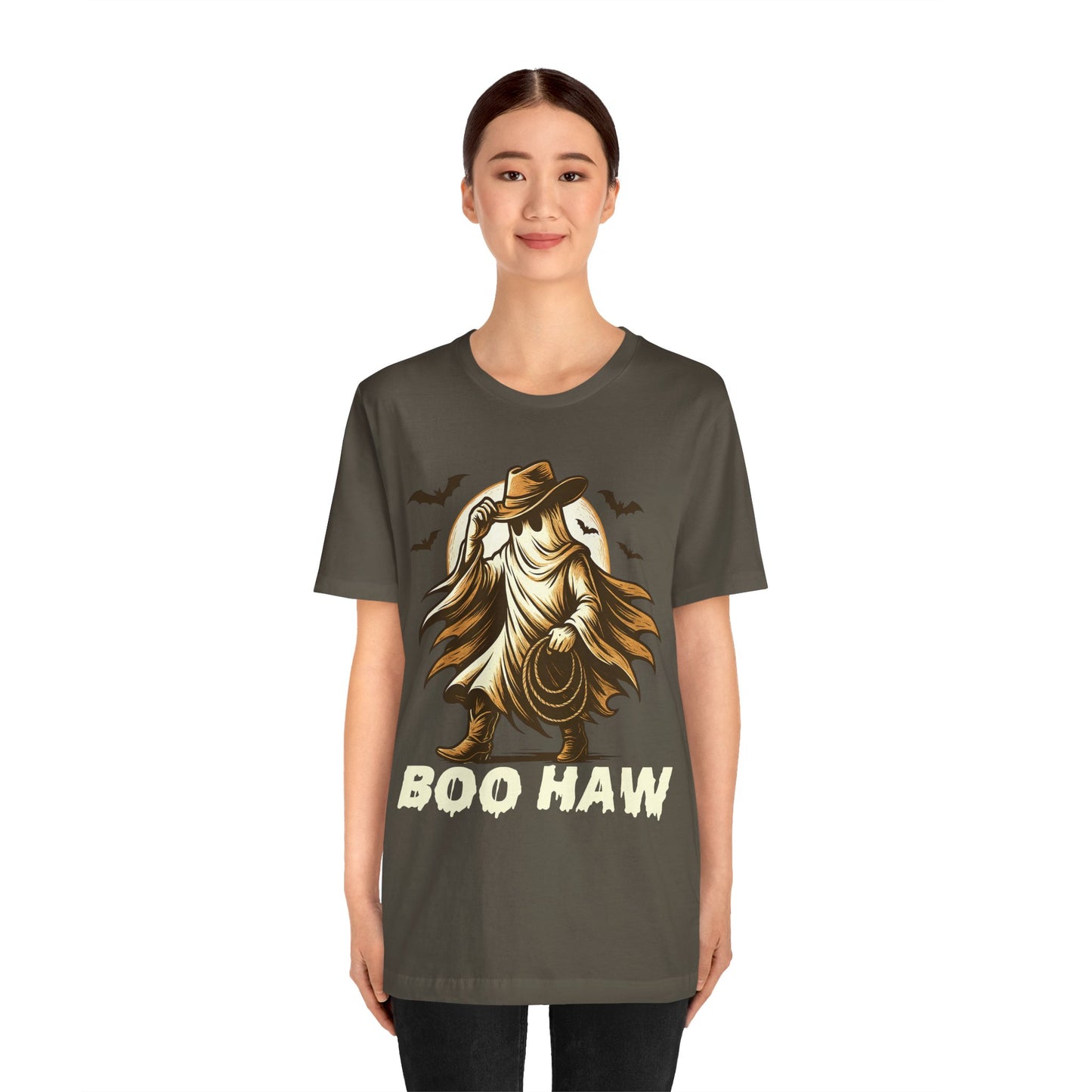 Boo Haw Shirt Ghost Cowboy Western Halloween Tee, Funny Rodeo Spirit Fall Outfit
