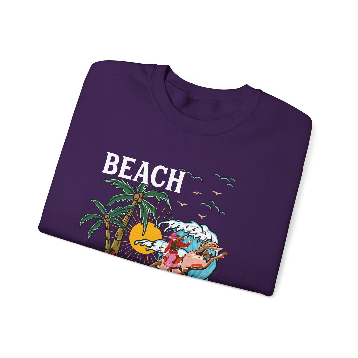 Beach Cowgirl Sweatshirt – Tropical Palm Tree Western Rodeo Texas Pullover