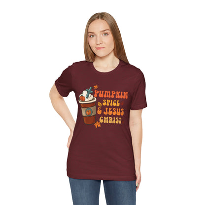 Pumpkin Spice Latte & Jesus Christ Shirt – Groovy Christian Fall Thanksgiving Tee