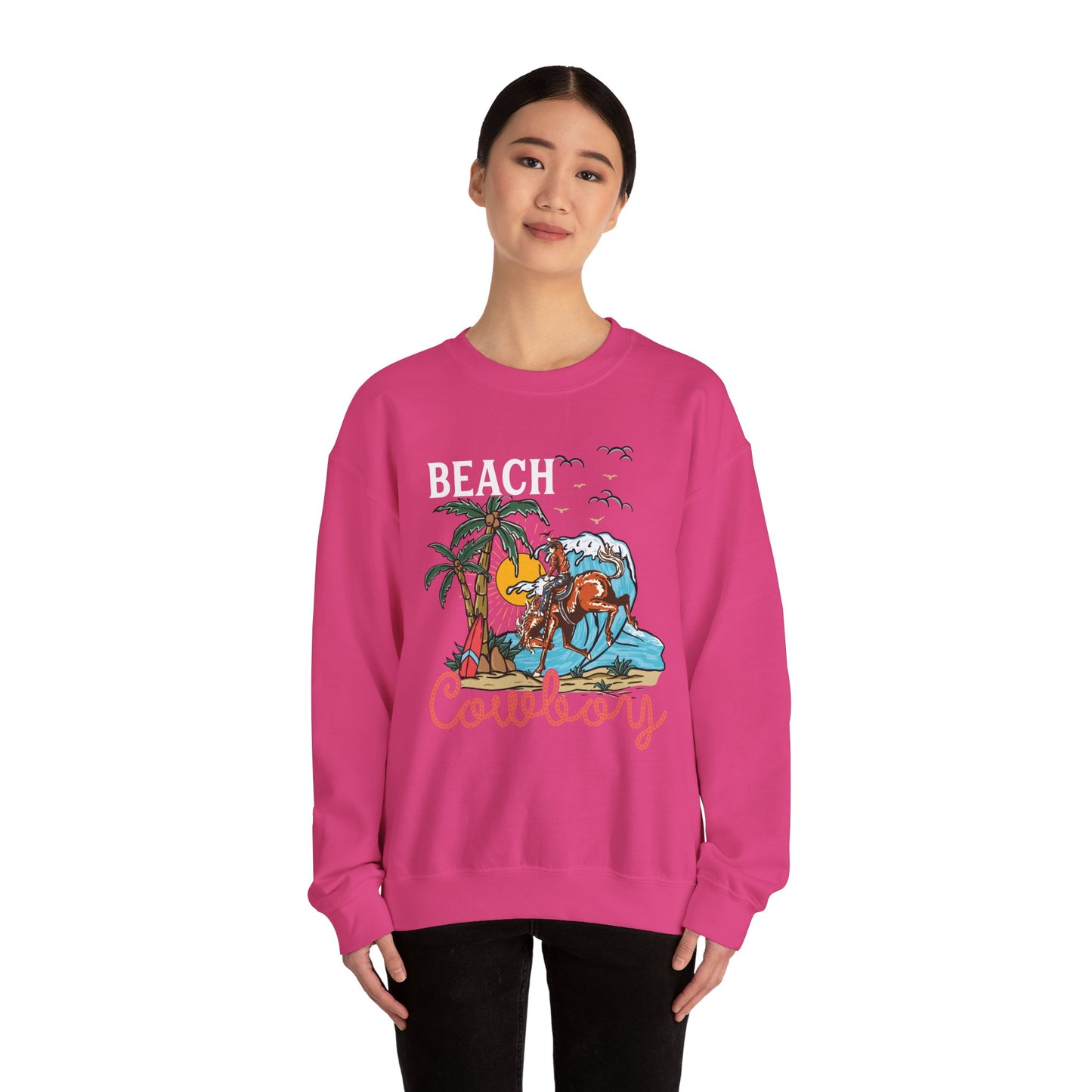 Beach Cowboy Sweatshirt – Tropical Palm Tree Western Rodeo Texas Pullover