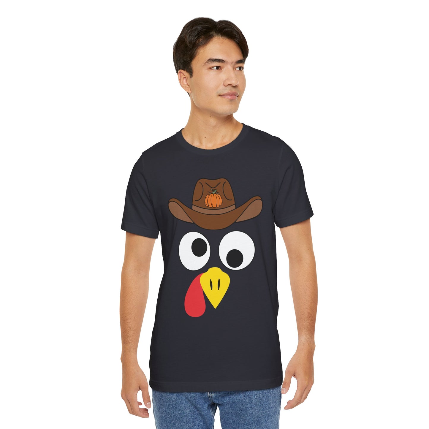 Thanksgiving Couples Turkey Face Shirt – Funny Cowboy & Cowgirl Matching Tee