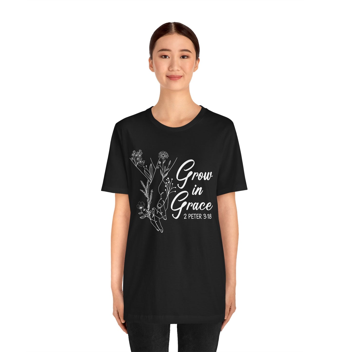 Grow in Grace Shirt – 2 Peter 3:18 Floral Christian Faith Bible Verse Tee