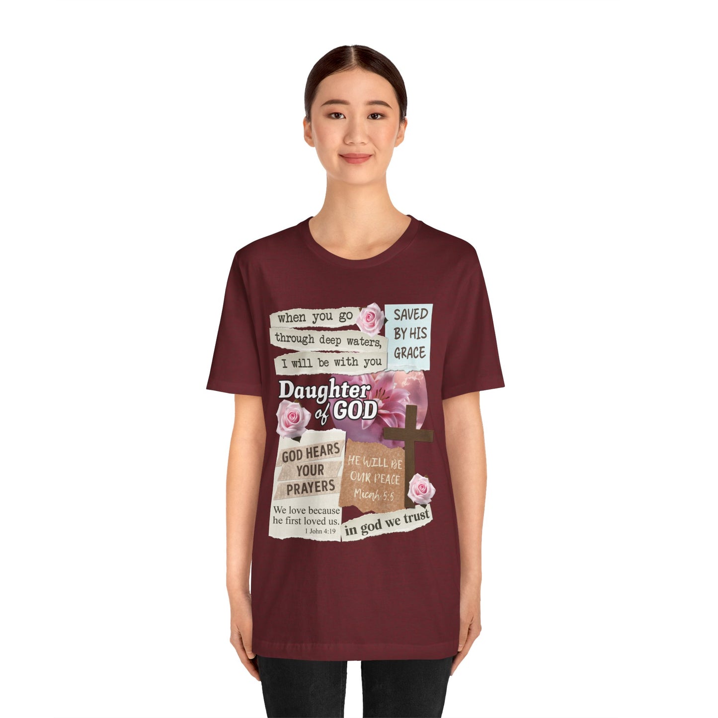 Daughter of God Shirt – Christian Floral Bible Verse Encouraging Faith Tee for Women