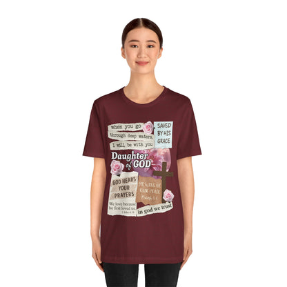 Daughter of God Shirt – Christian Floral Bible Verse Encouraging Faith Tee for Women