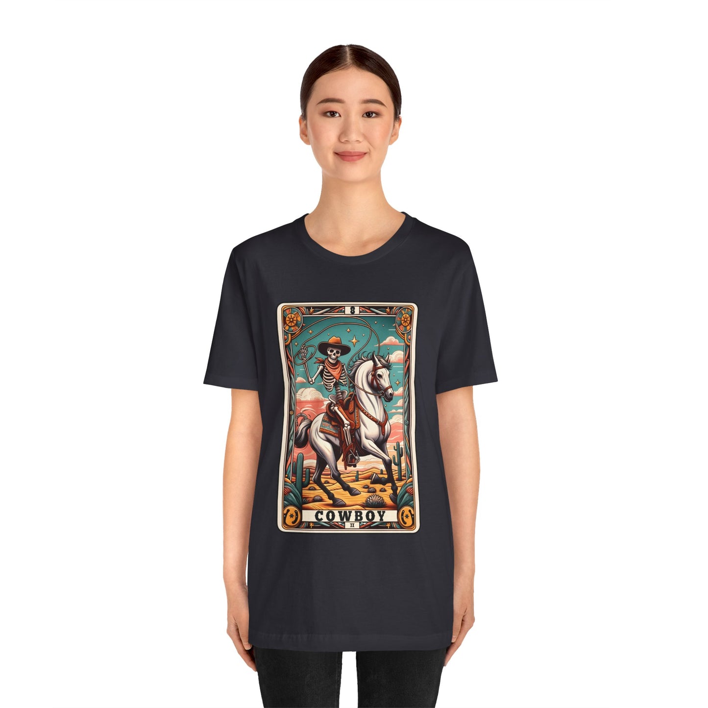 Cowboy Skeleton Tarot Card Shirt – Western Howdy Texas Rodeo Tee