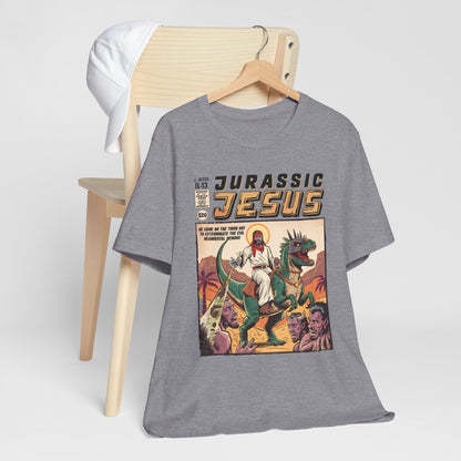 Jurassic Jesus Shirt – Dino-Riding Savior Comic Book Christian Tee