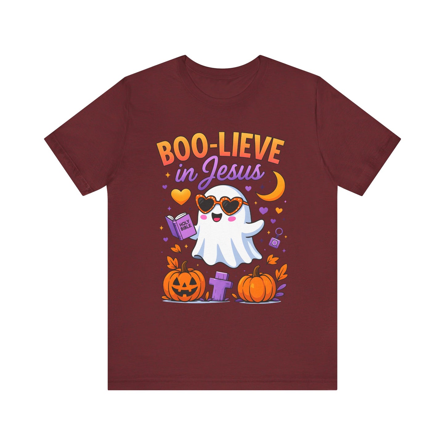 Boo-lieve in Jesus Shirt – Pastel Ghost Funny Christian Halloween Faith Tee