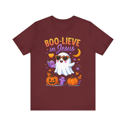 Boo-lieve in Jesus Shirt – Pastel Ghost Funny Christian Halloween Faith Tee