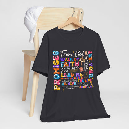 Walk by Faith Not by Sight Shirt – Christian 2 Corinthians 5:7 Groovy Scripture Tee