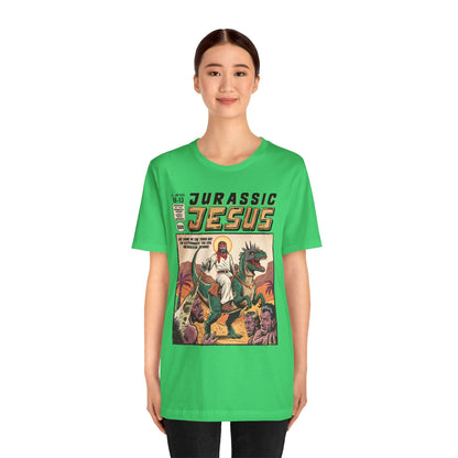 Jurassic Jesus Shirt – Dino-Riding Savior Comic Book Christian Tee
