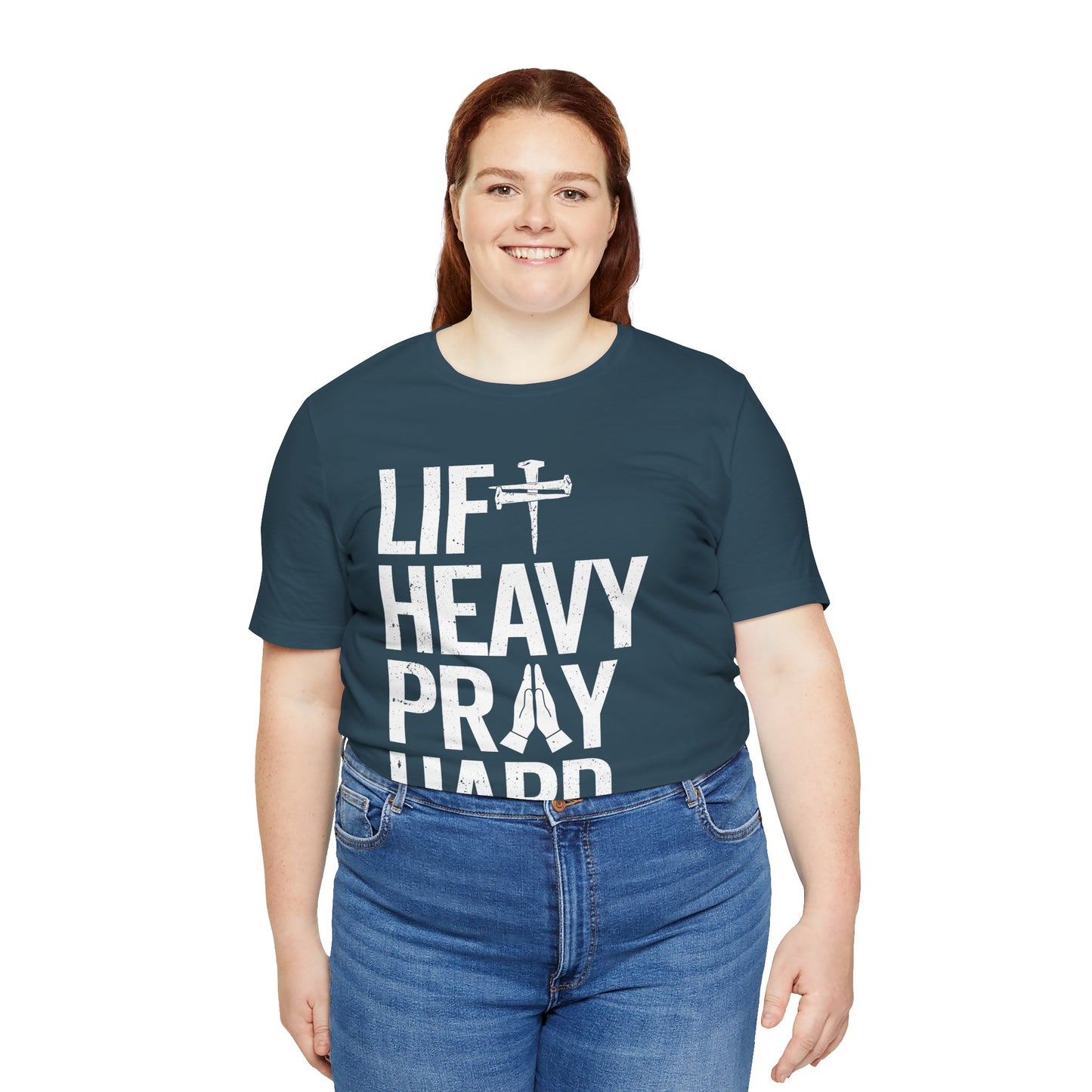 Lift Heavy Pray Hard Cross Nails Trendy Christ Gym Vintage T-Shirt