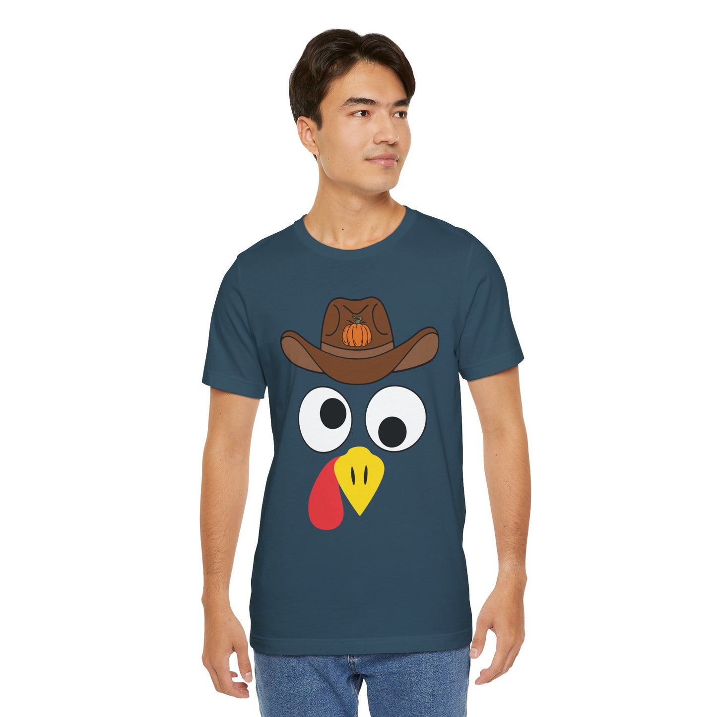 Thanksgiving Couples Turkey Face Shirt – Funny Cowboy & Cowgirl Matching Tee