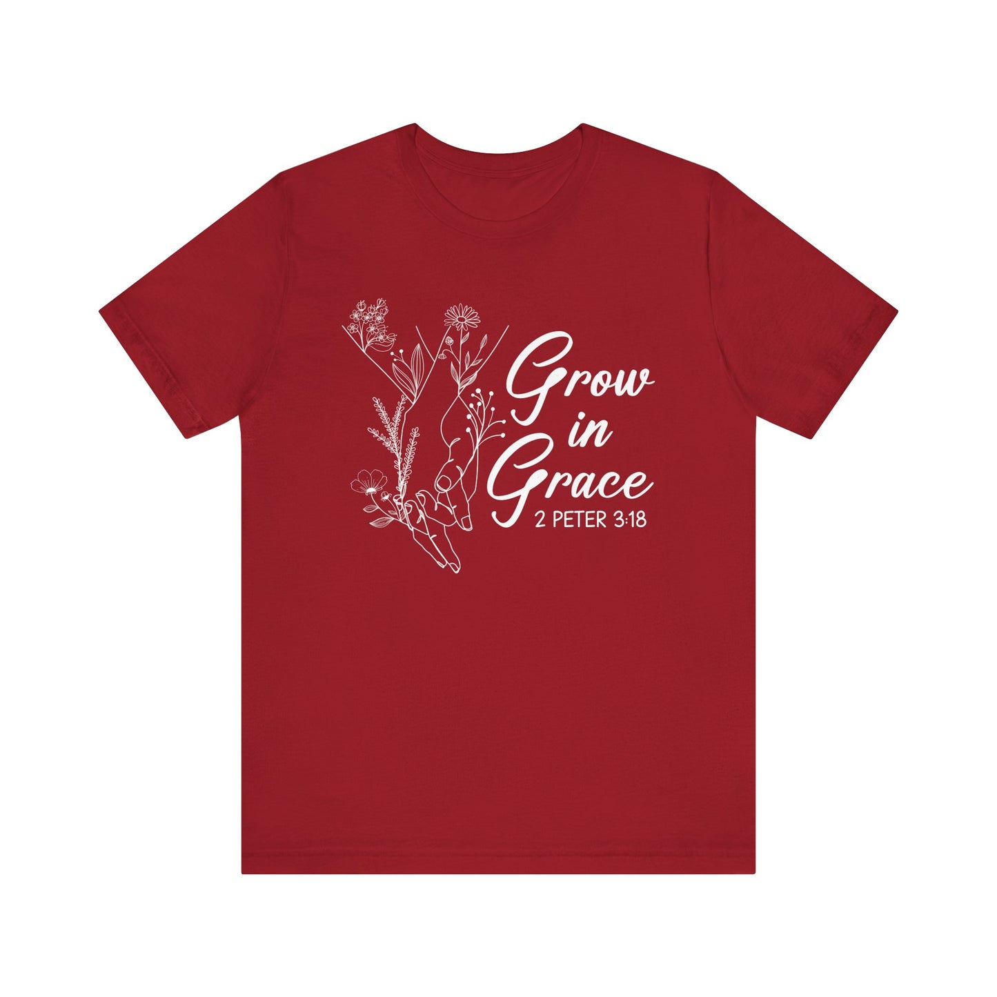 Grow in Grace Shirt – 2 Peter 3:18 Floral Christian Faith Bible Verse Tee