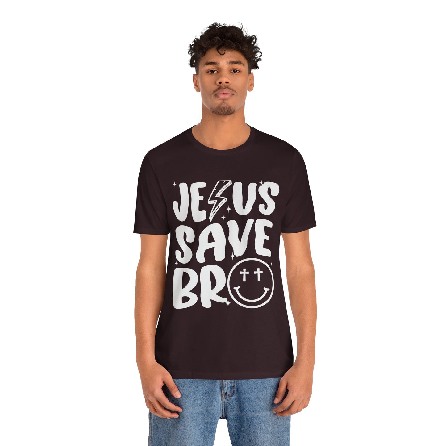 Jesus Saves Bro Shirt – Funny Retro Christian Cross Christmas Faith Tee