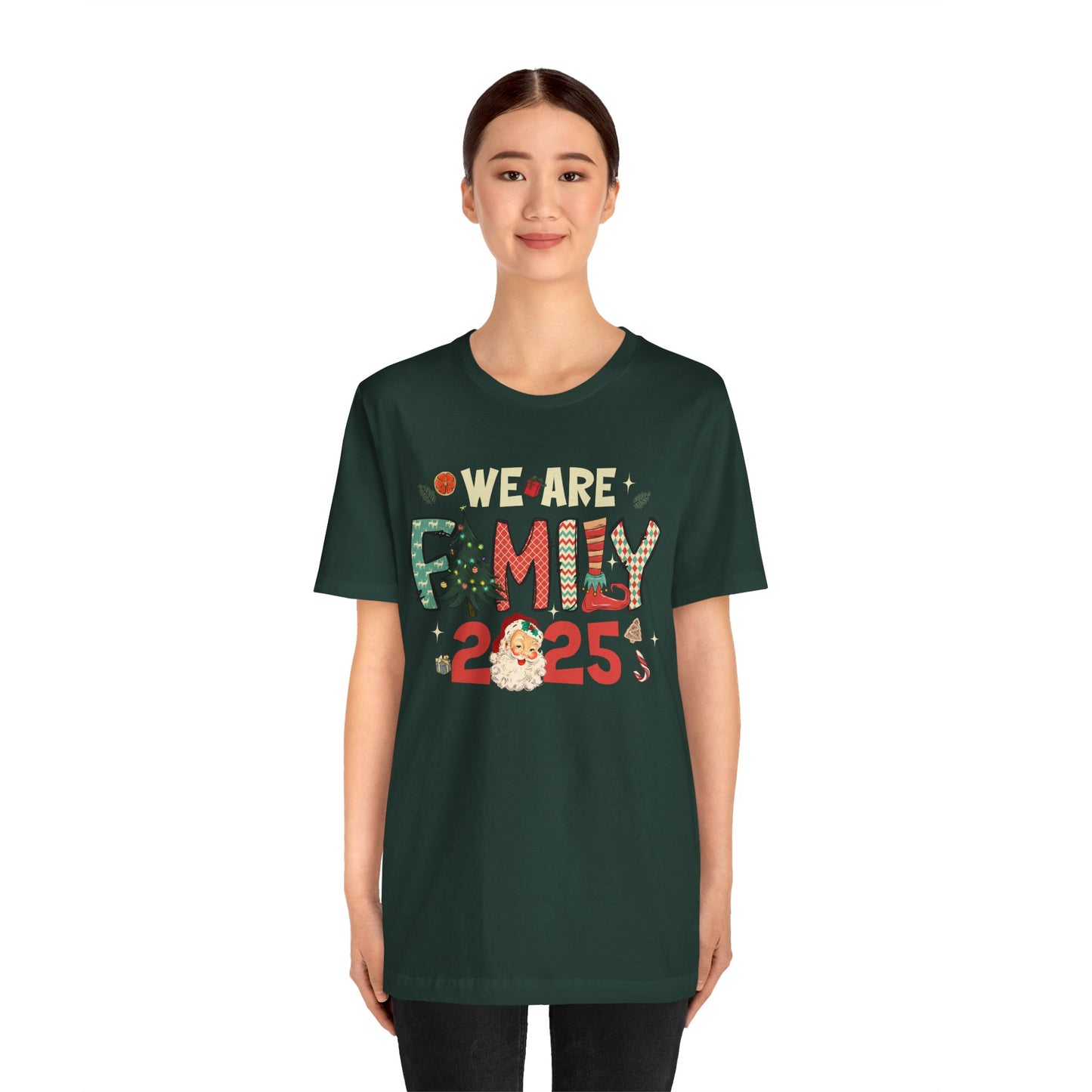 Vintage We Are Family Christmas Shirt – Retro Santa & Tree Matching Holiday Tee