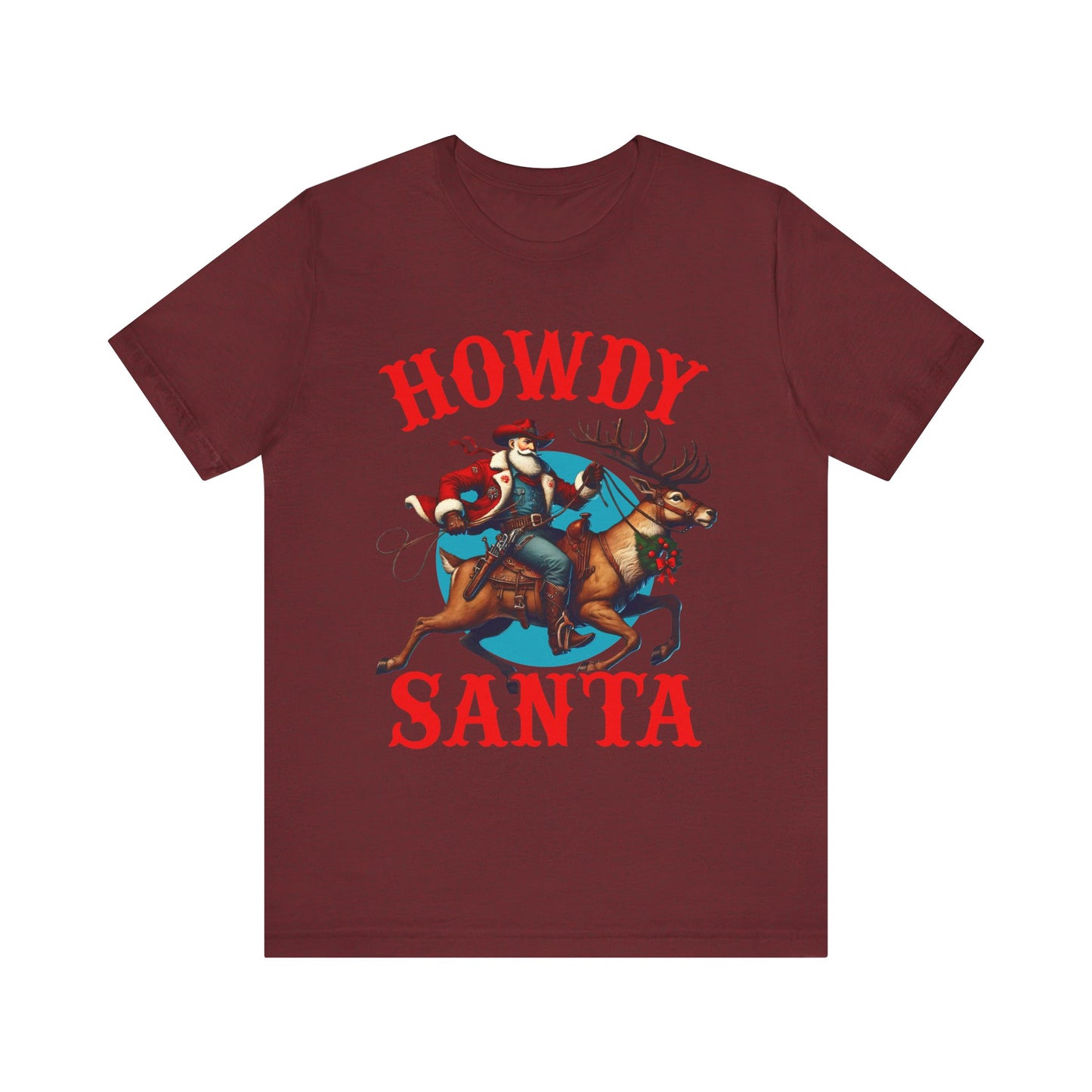 Howdy Santa Shirt – Funny Western Cowboy Riding Reindeer Christmas Rodeo Tee