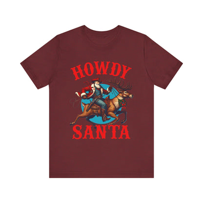 Howdy Santa Shirt – Funny Western Cowboy Riding Reindeer Christmas Rodeo Tee