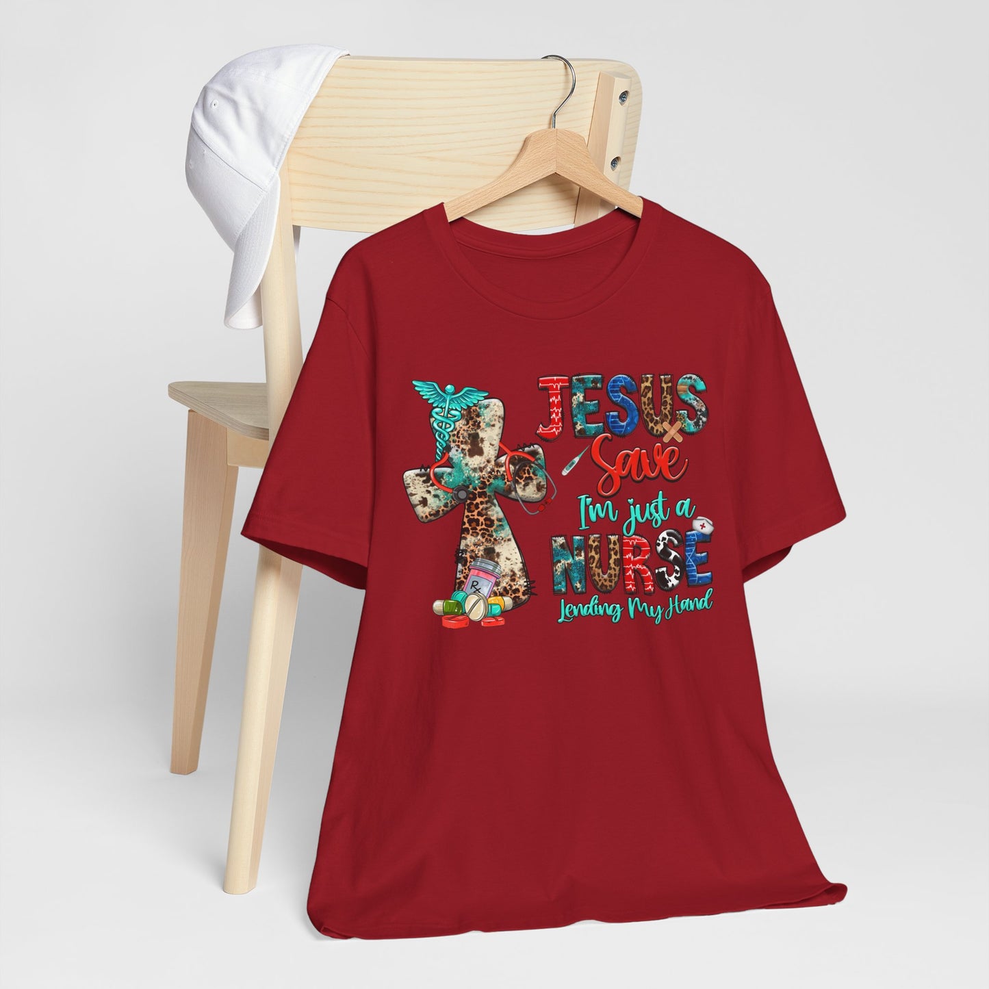 Jesus Save I’m Just a Nurse Shirt – Christian Leopard Print Western Faith Nurse Tee