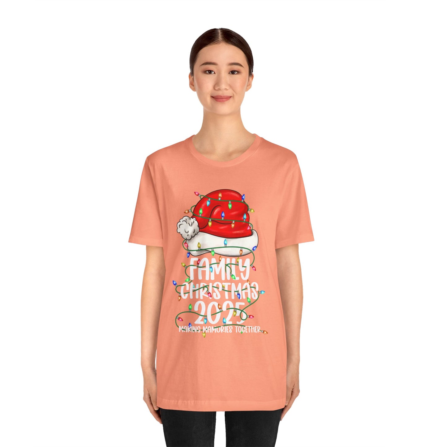Family Christmas 2025 Shirt – Santa Hat & String Lights Matching Holiday Tee