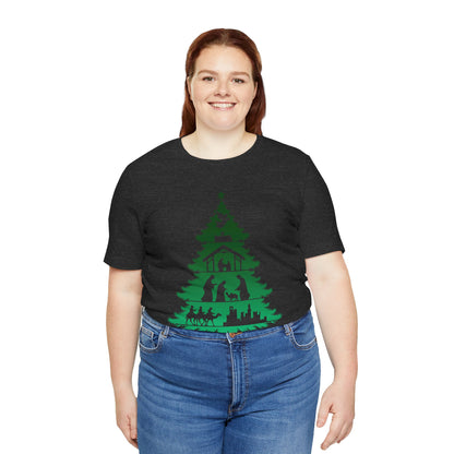 Nativity Christmas Tree Shirt – Christian Faith Holiday Pajama Top Tee