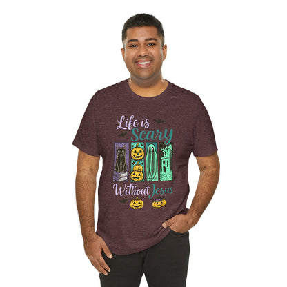Life Is Scary Without Jesus Shirt – Christian Retro Halloween Faith Tee