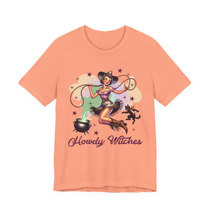 Howdy Witches Cowgirl Halloween Rodeo Western Black Cat T-Shirt