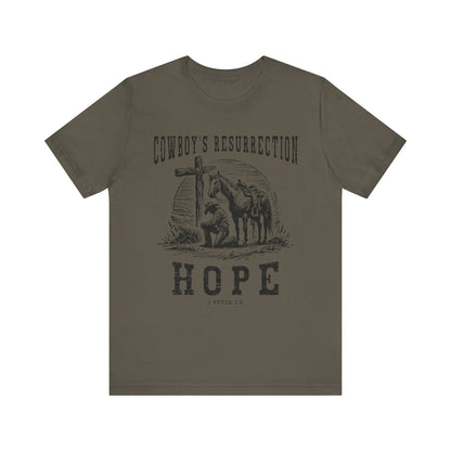 Cowboy’s Resurrection Hope Shirt – Christian Cross Western Rodeo Tee
