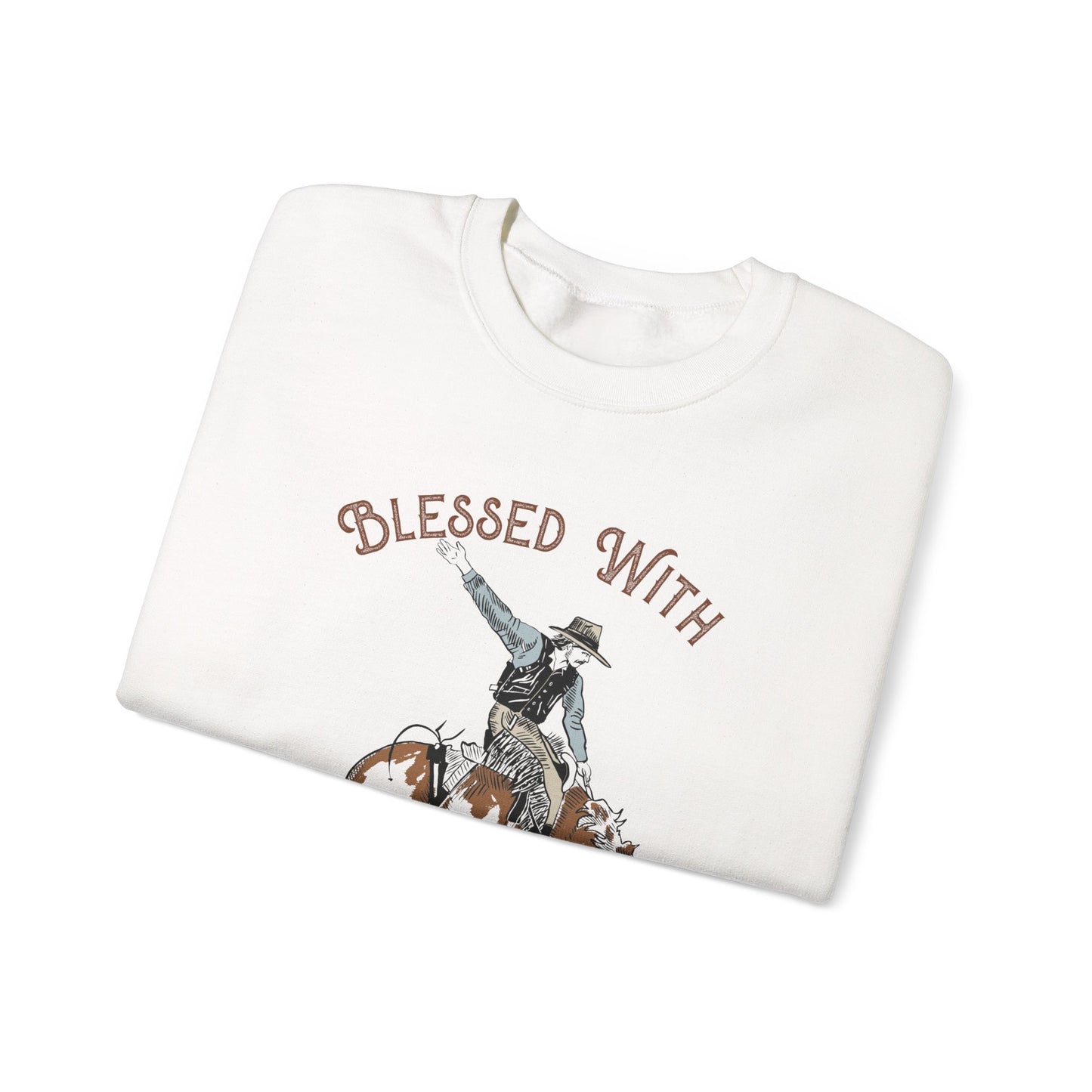 Blessed with a Cowboy Sweatshirt – Retro Christian Western Rodeo Pullover