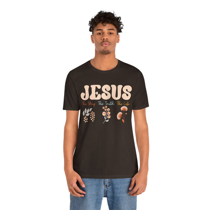 Jesus The Way The Truth The Life Shirt – Groovy Floral John 14:6 Christian Tee