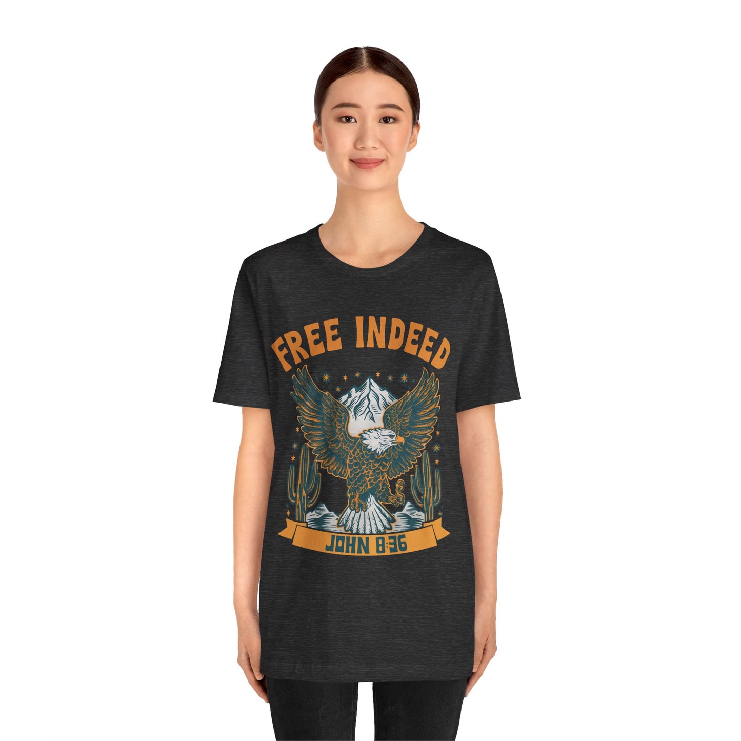 Free Indeed Shirt – Vintage John 8:36 Christian Eagle Bible Prayer Tee