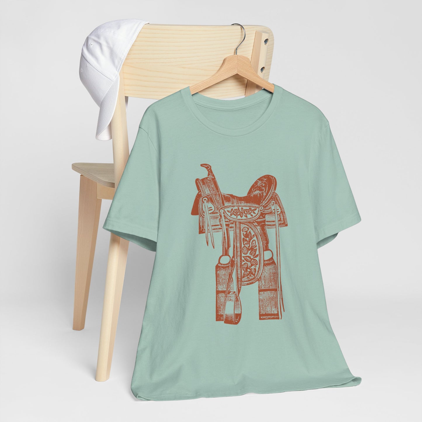 Floral Tooled Saddle Shirt – Western Horse Rodeo Cowgirl Cowboy Tee