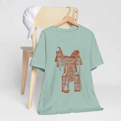 Floral Tooled Saddle Shirt – Western Horse Rodeo Cowgirl Cowboy Tee