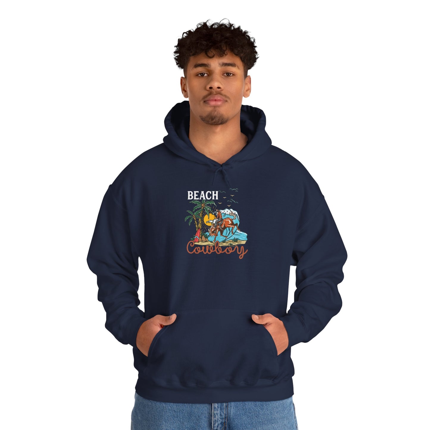 Beach Cowboy Hoodie – Tropical Palm Tree Western Rodeo Texas Pullover