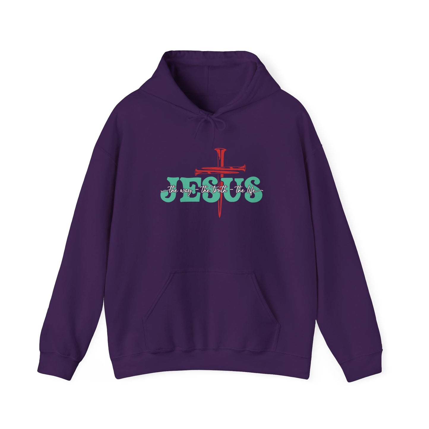 The Way Truth Life Christ Jesus Cross Nails Christian Bible Hoodie