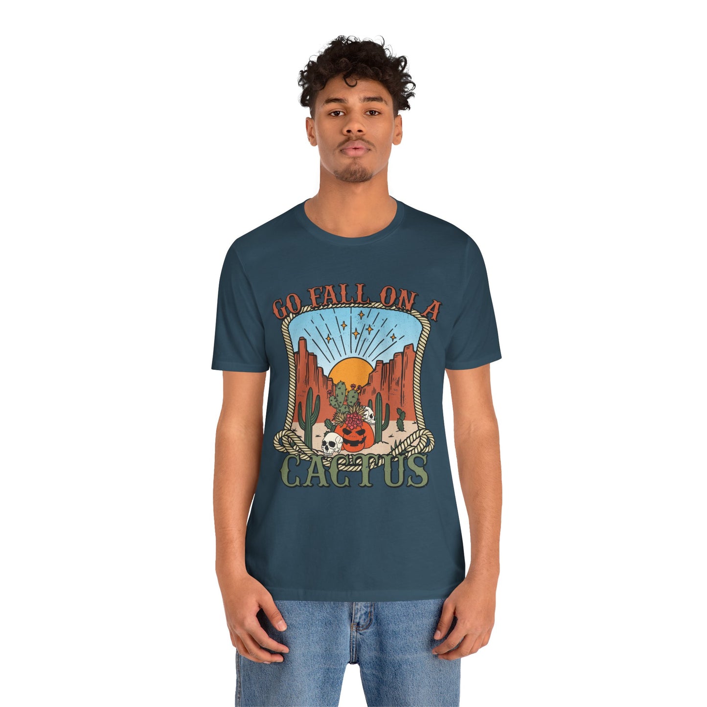 Go Fall On A Cactus Shirt Funny Western Pumpkin Halloween Howdy Tee
