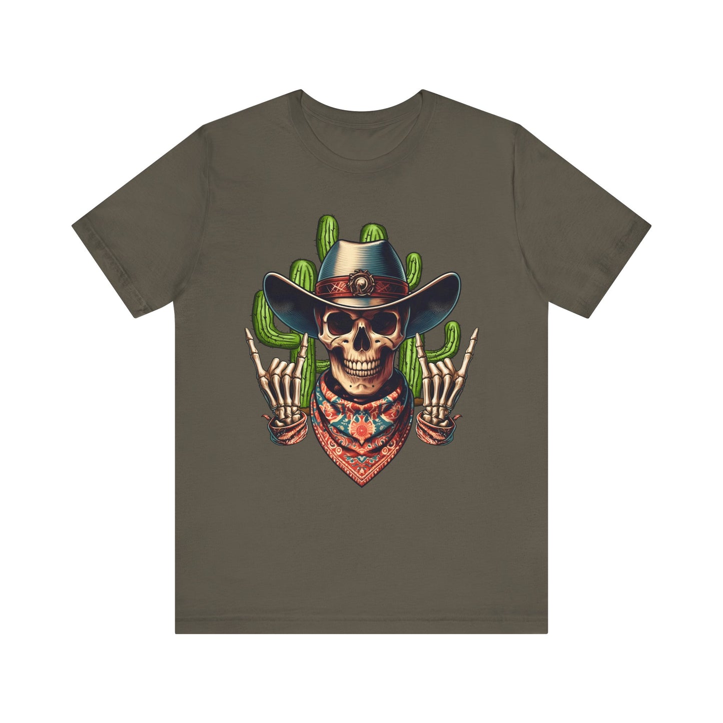 Skeleton Cowboy Howdy Shirt – Rock Hand Skull Western Rodeo Texas Tee