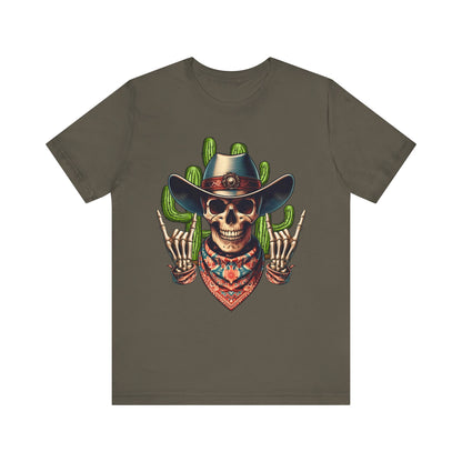 Skeleton Cowboy Howdy Shirt – Rock Hand Skull Western Rodeo Texas Tee
