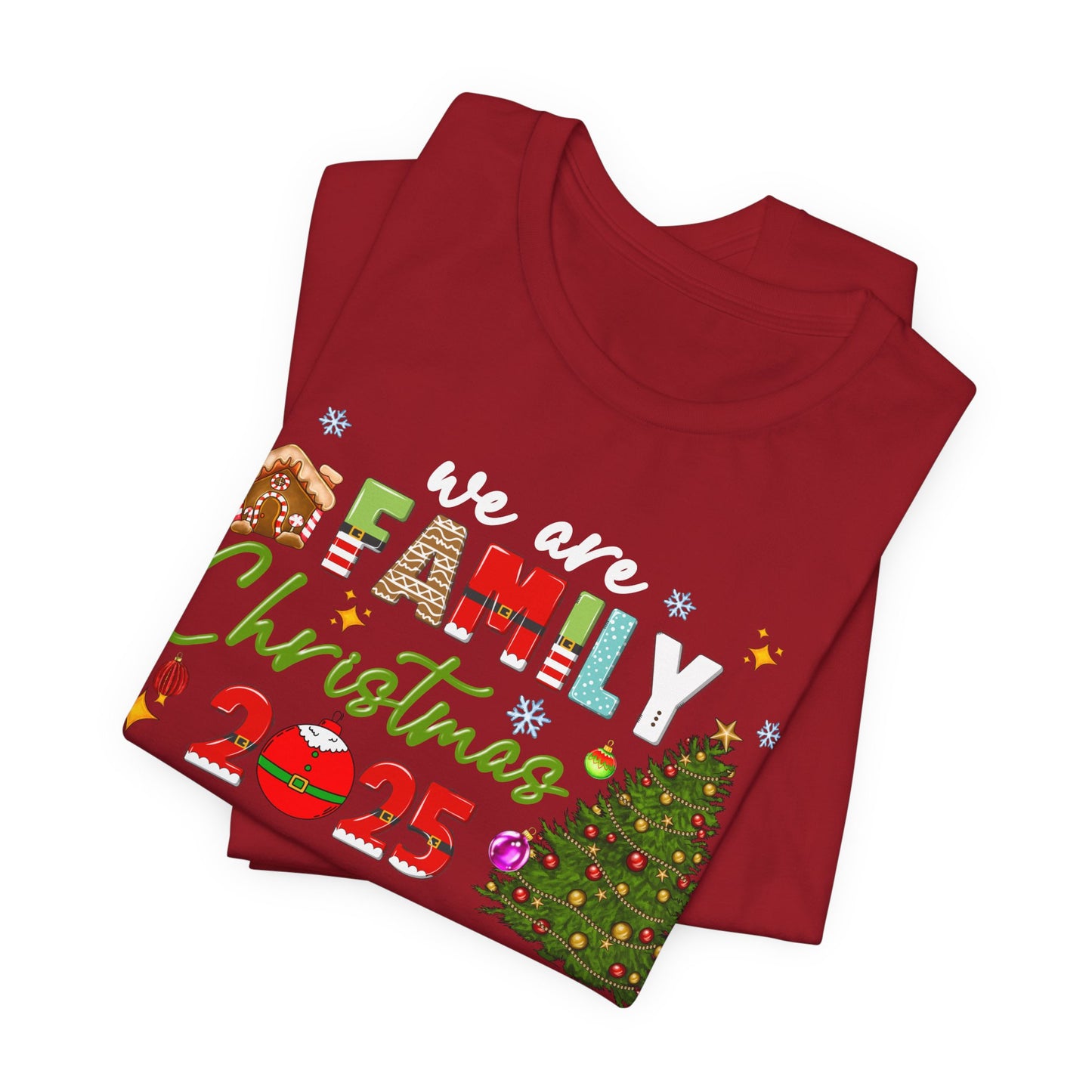 We Are Family Christmas Shirt – Matching Holiday Tee with Christmas Tree Lights