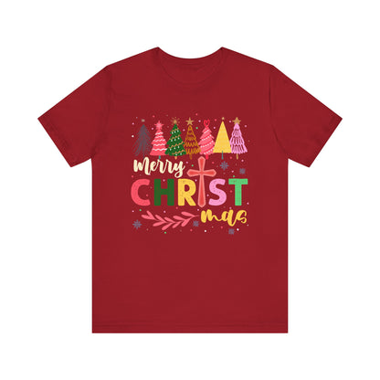 Retro Rustic Merry Christmas Shirt – Christian Cross Jesus Faith Holiday Tee