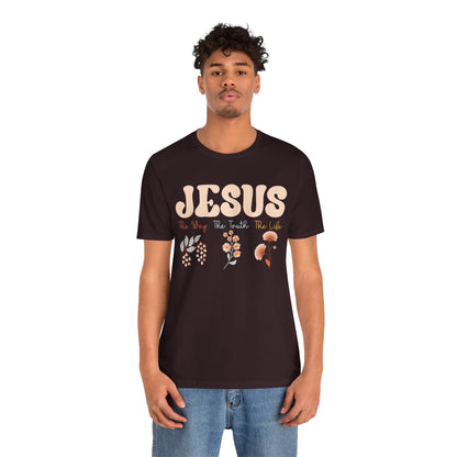 Jesus The Way The Truth The Life Shirt – Groovy Floral John 14:6 Christian Tee