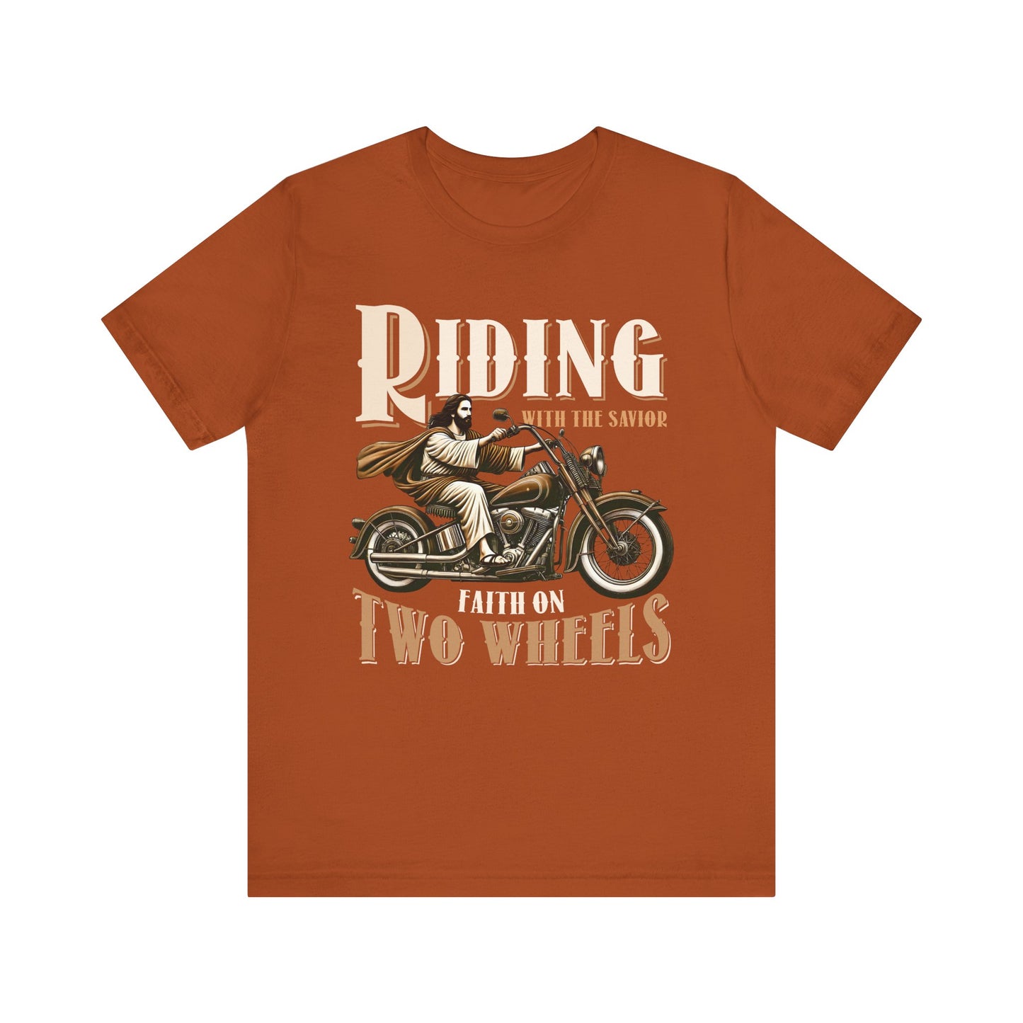 Riding With the Savior Shirt – Christian Biker Motorcycle Faith Graphic Tee