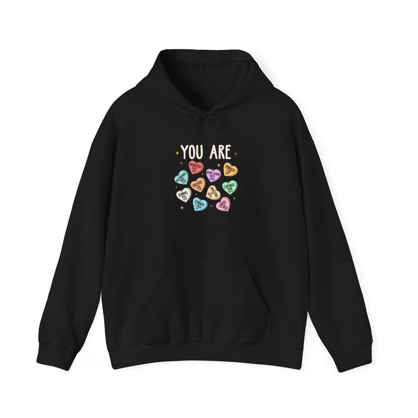 You Are Christian Hoodie – Bible Verse Conversation Heart Faith Pullover