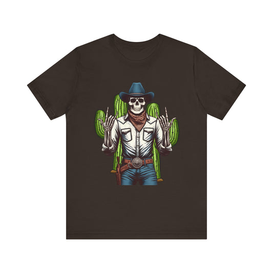 Skeleton Cowboy Howdy Shirt – Rock Hand Skull Western Rodeo Texas Tee